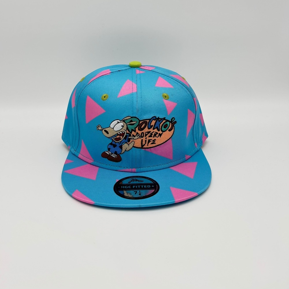 Headgear Classics Rockos Modern Life Fitted Hat Blue Pink Geometric 7 1/4 Cap